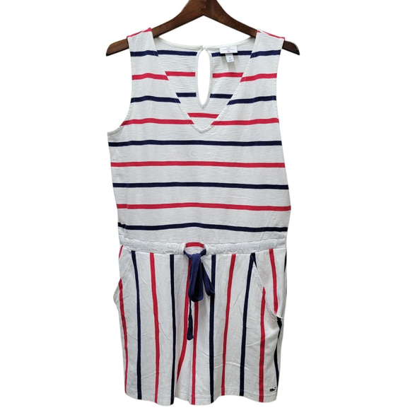 Vineyard Vines Sleeveless Romper Women's Red-White-Blue Stripe Medium - Picture 3 of 9